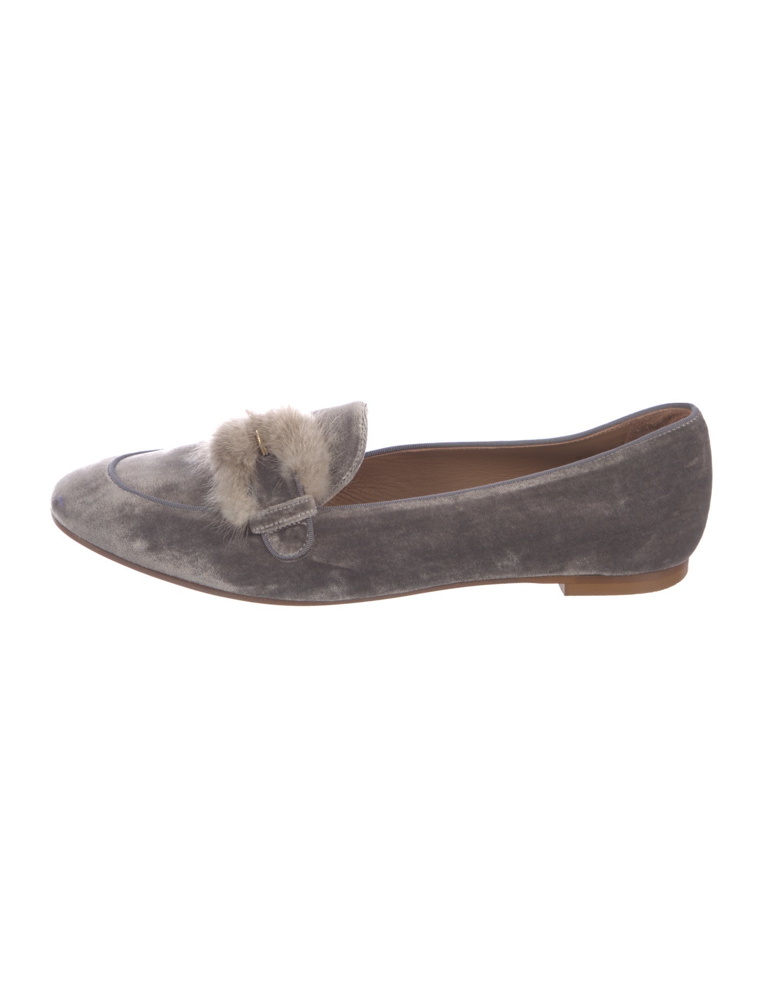 Aquazzura Velvet Fur Trim Loafers