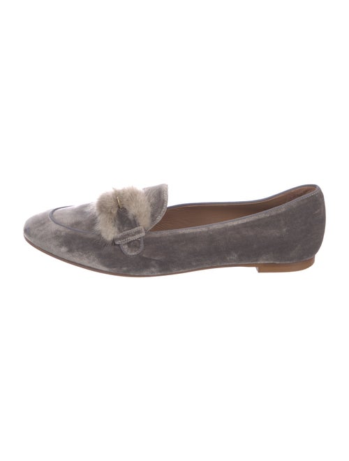 Aquazzura Velvet Fur Trim Loafers