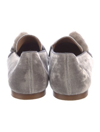 Aquazzura Velvet Fur Trim Loafers