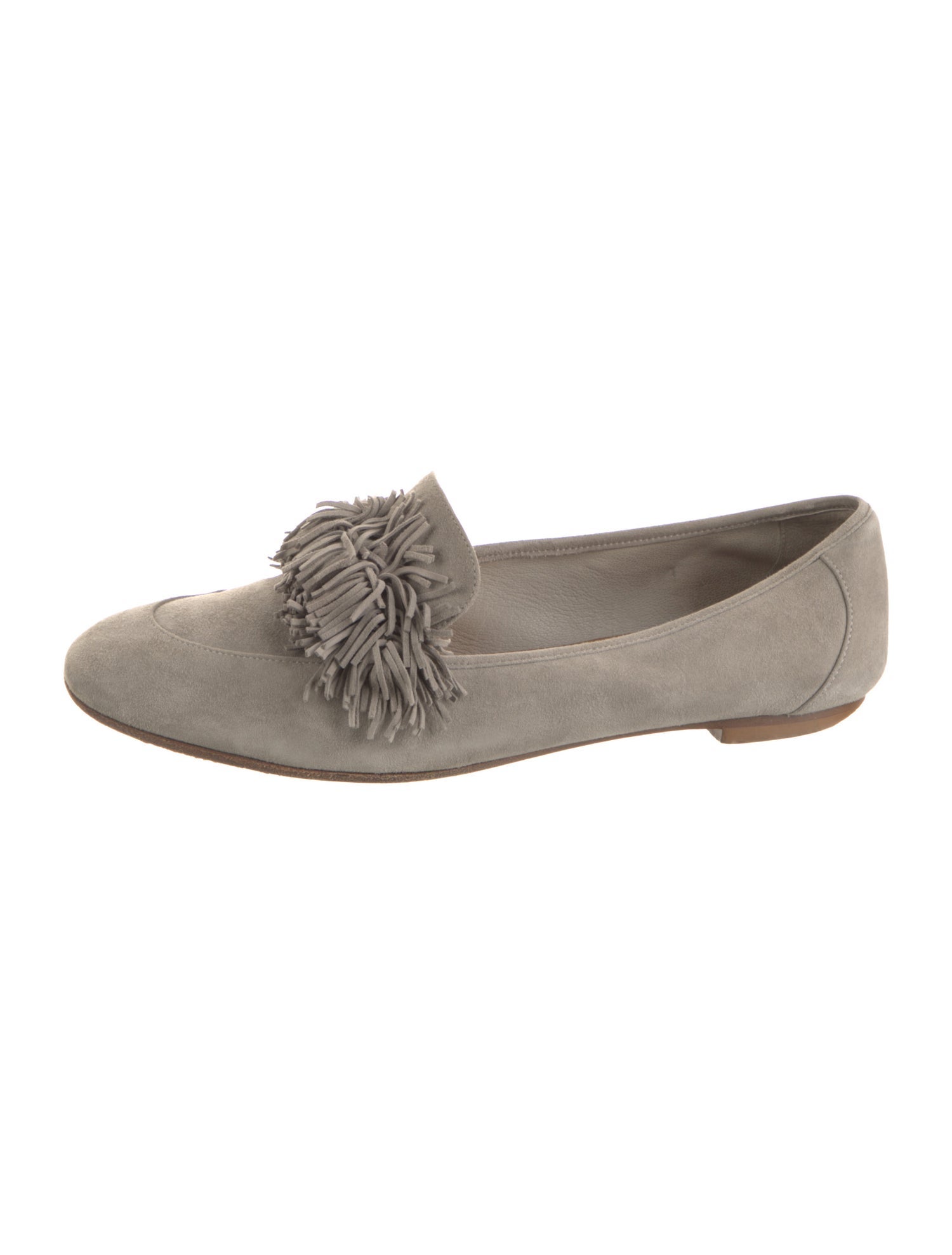 Aquazzura Suede Fringe Trim Accent Loafers