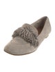 Aquazzura Suede Fringe Trim Accent Loafers