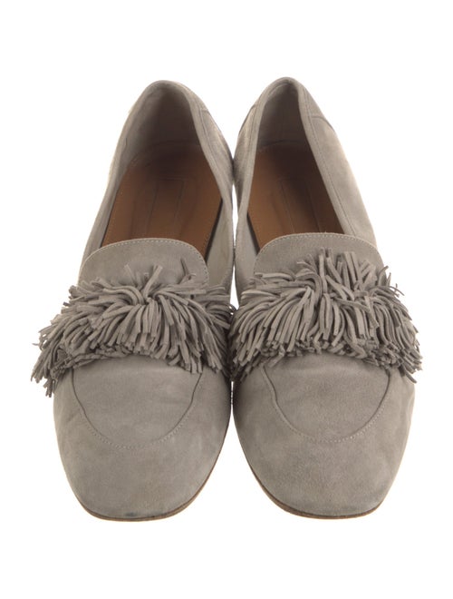 Aquazzura Suede Fringe Trim Accent Loafers