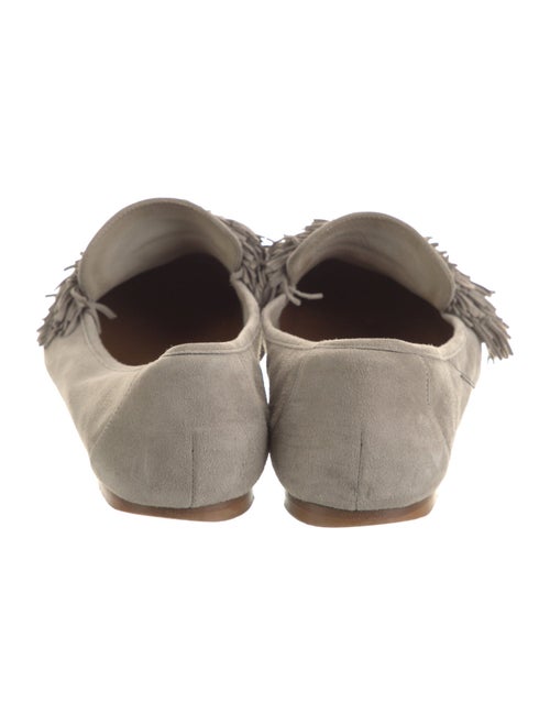 Aquazzura Suede Fringe Trim Accent Loafers
