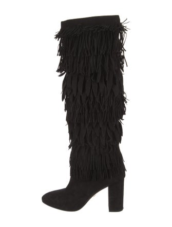 Aquazzura Suede Fringe Trim Accent Boots