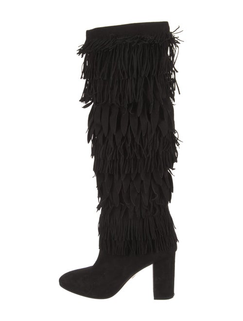 Aquazzura Suede Fringe Trim Accent Boots