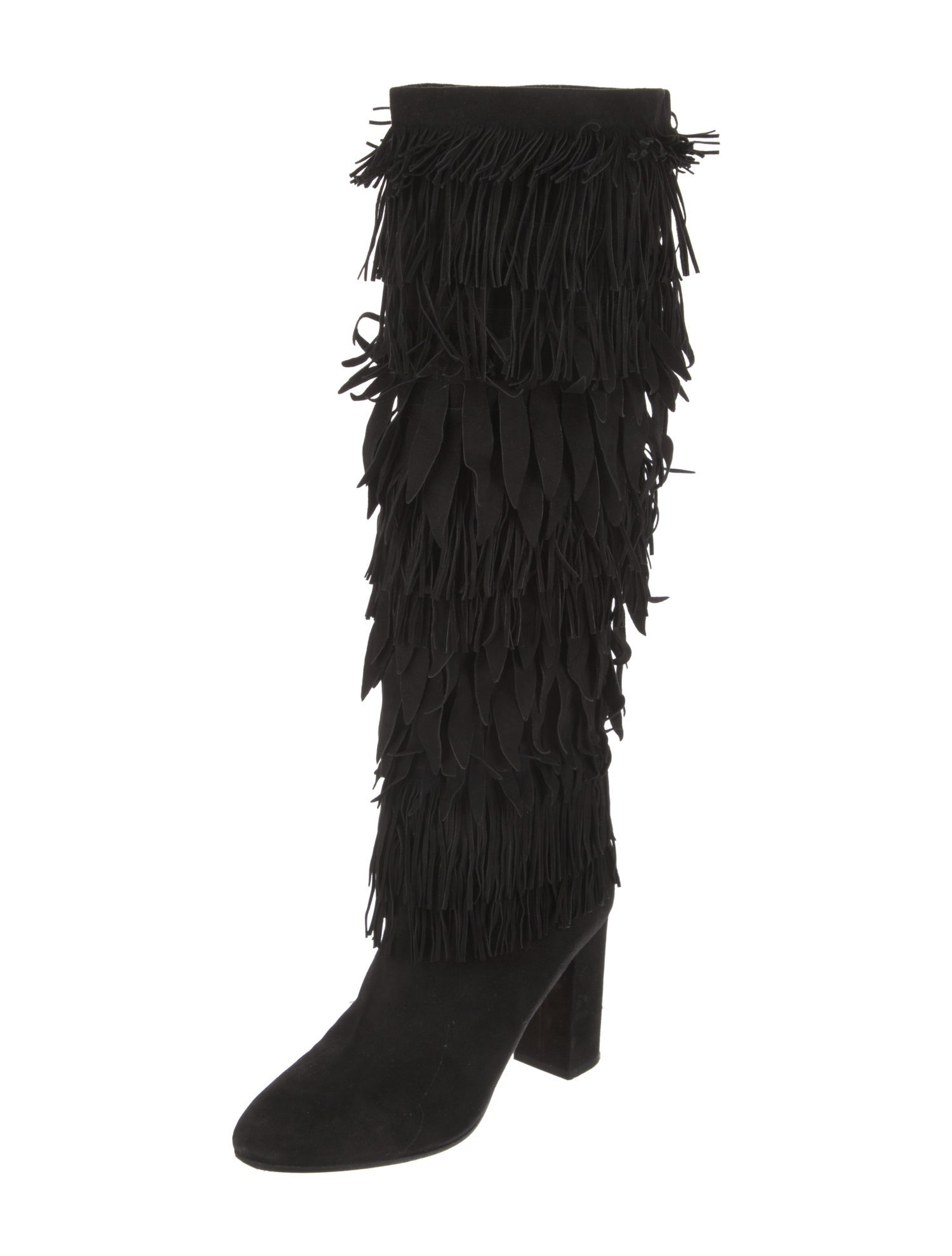 Aquazzura Suede Fringe Trim Accent Boots