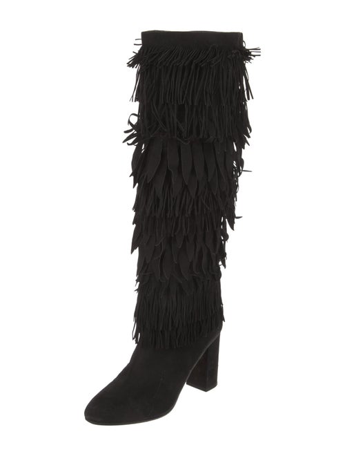 Aquazzura Suede Fringe Trim Accent Boots