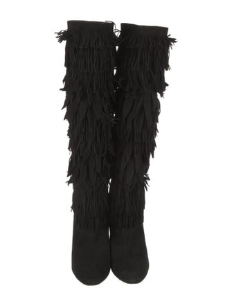 Aquazzura Suede Fringe Trim Accent Boots