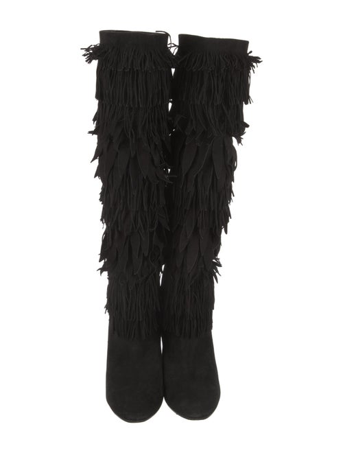 Aquazzura Suede Fringe Trim Accent Boots