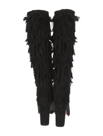 Aquazzura Suede Fringe Trim Accent Boots