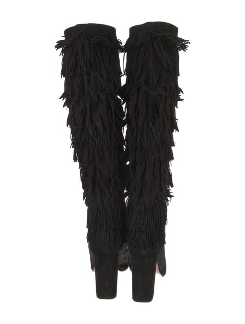 Aquazzura Suede Fringe Trim Accent Boots