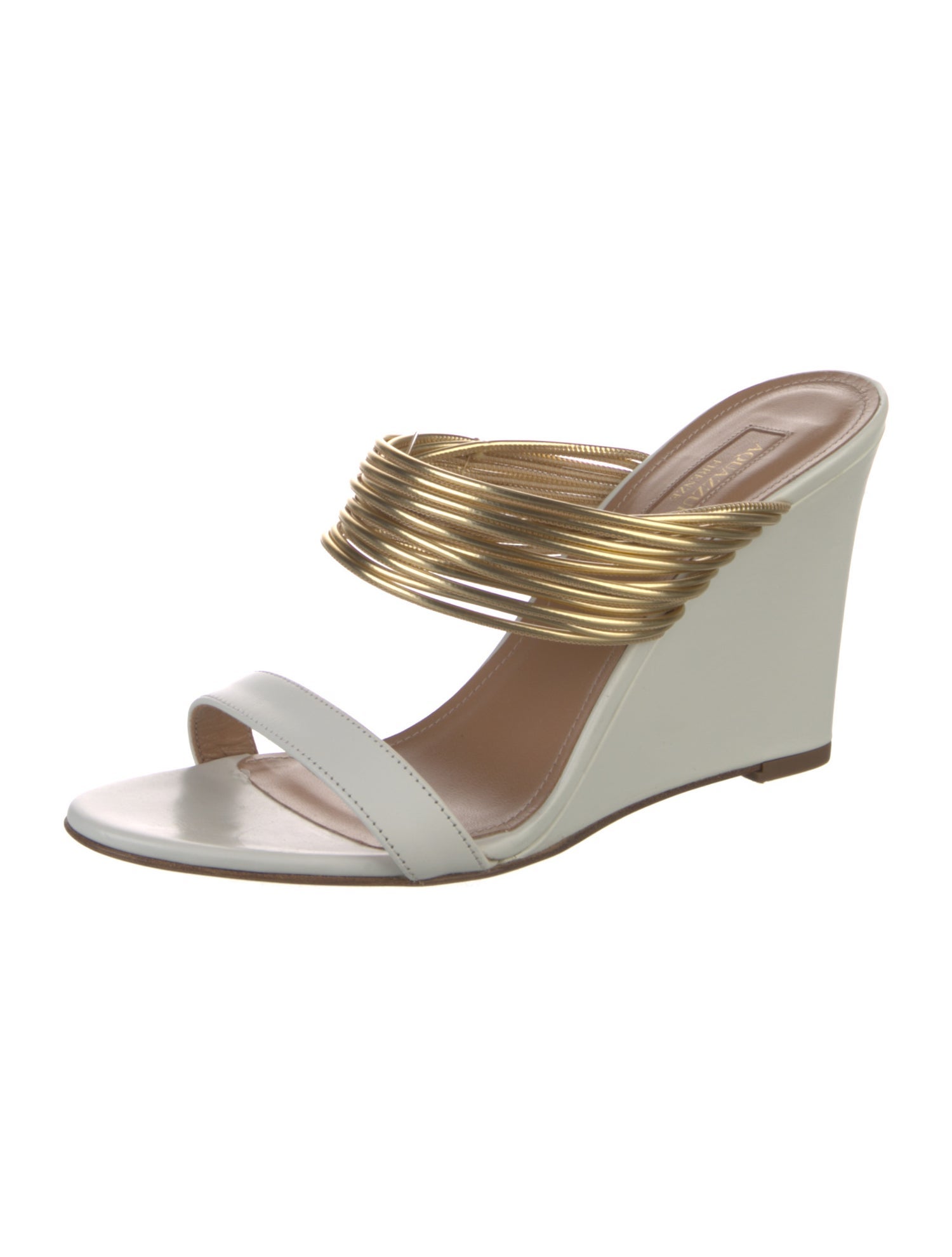 Aquazzura Patent Leather Colorblock Pattern Slides