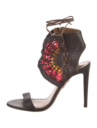 Aquazzura Leather Colorblock Pattern Sandals