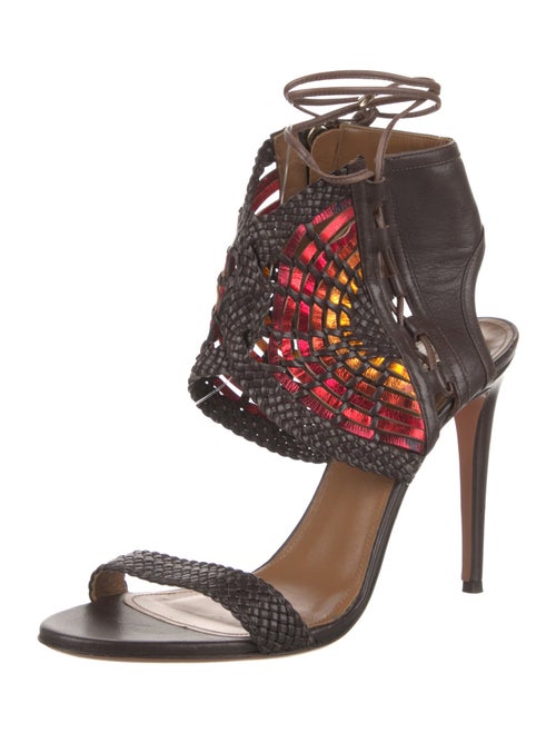 Aquazzura Leather Colorblock Pattern Sandals