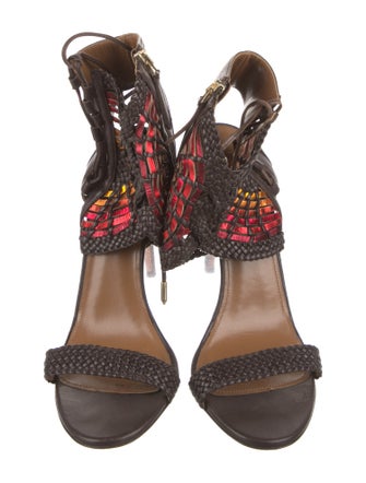 Aquazzura Leather Colorblock Pattern Sandals