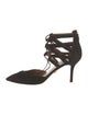 Aquazzura Suede Cutout Accent T-Strap Pumps