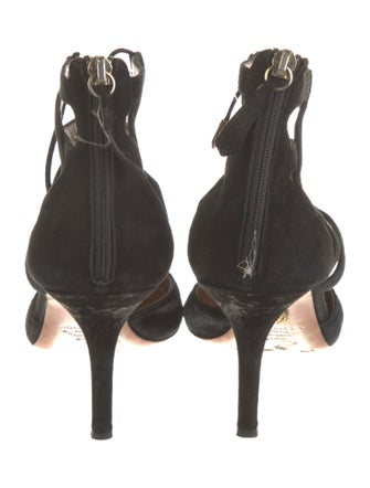 Aquazzura Suede Cutout Accent T-Strap Pumps