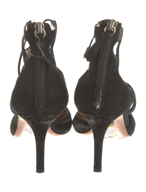 Aquazzura Suede Cutout Accent T-Strap Pumps