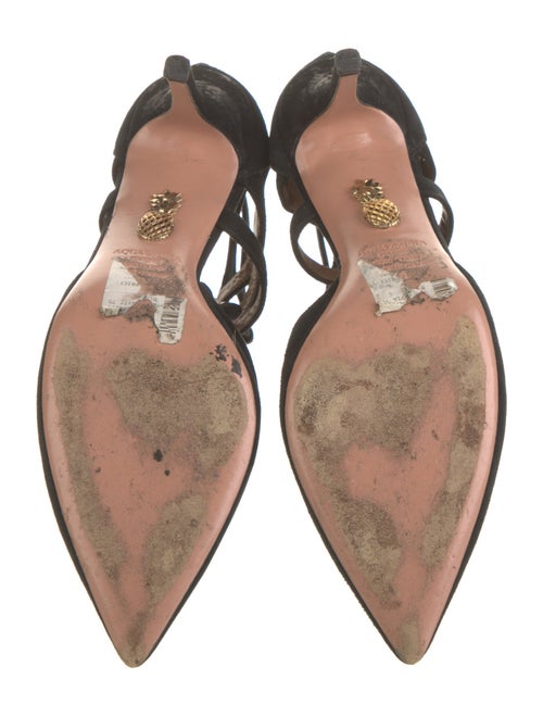 Aquazzura Suede Cutout Accent T-Strap Pumps