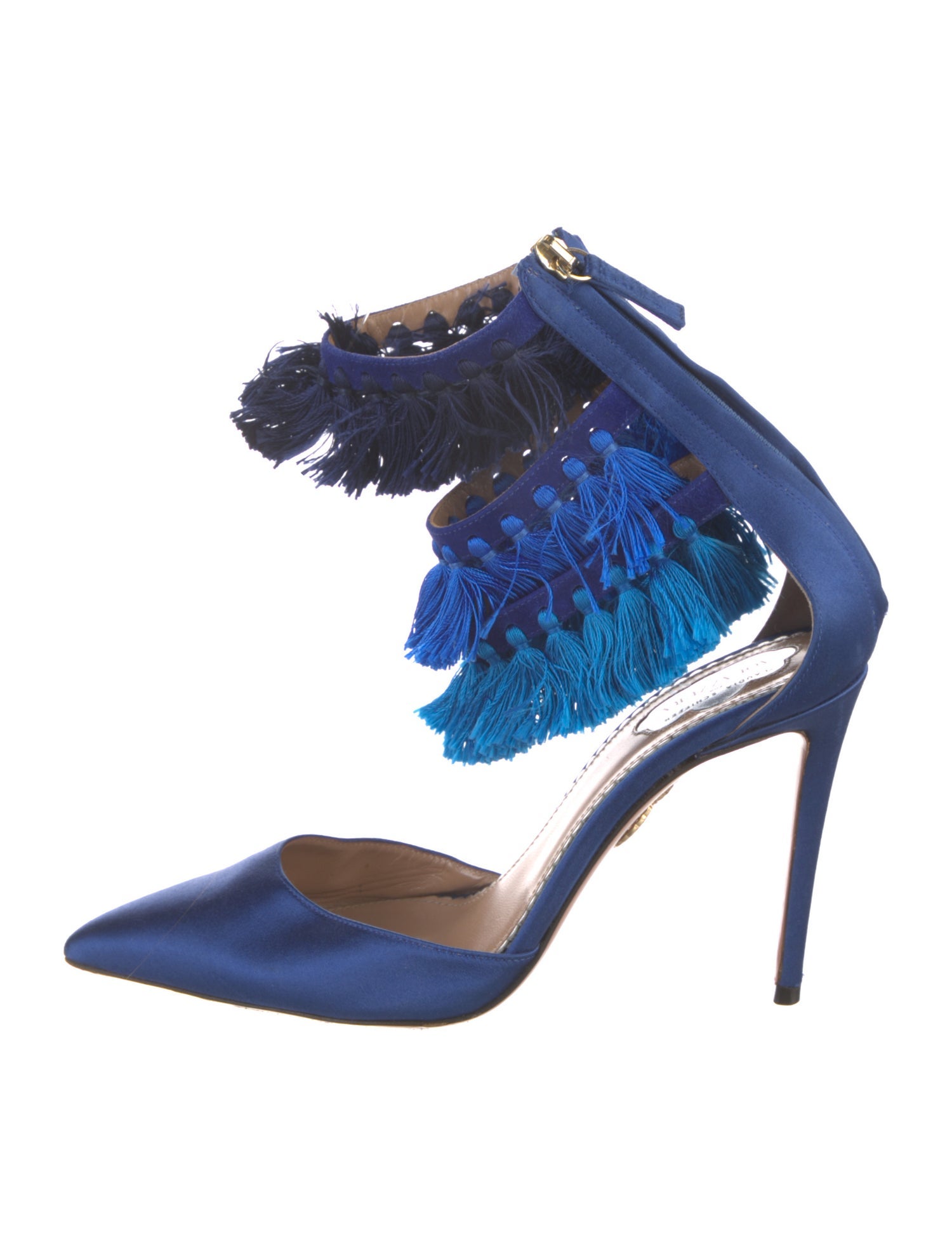 Aquazzura Satin Colorblock Pattern Mules