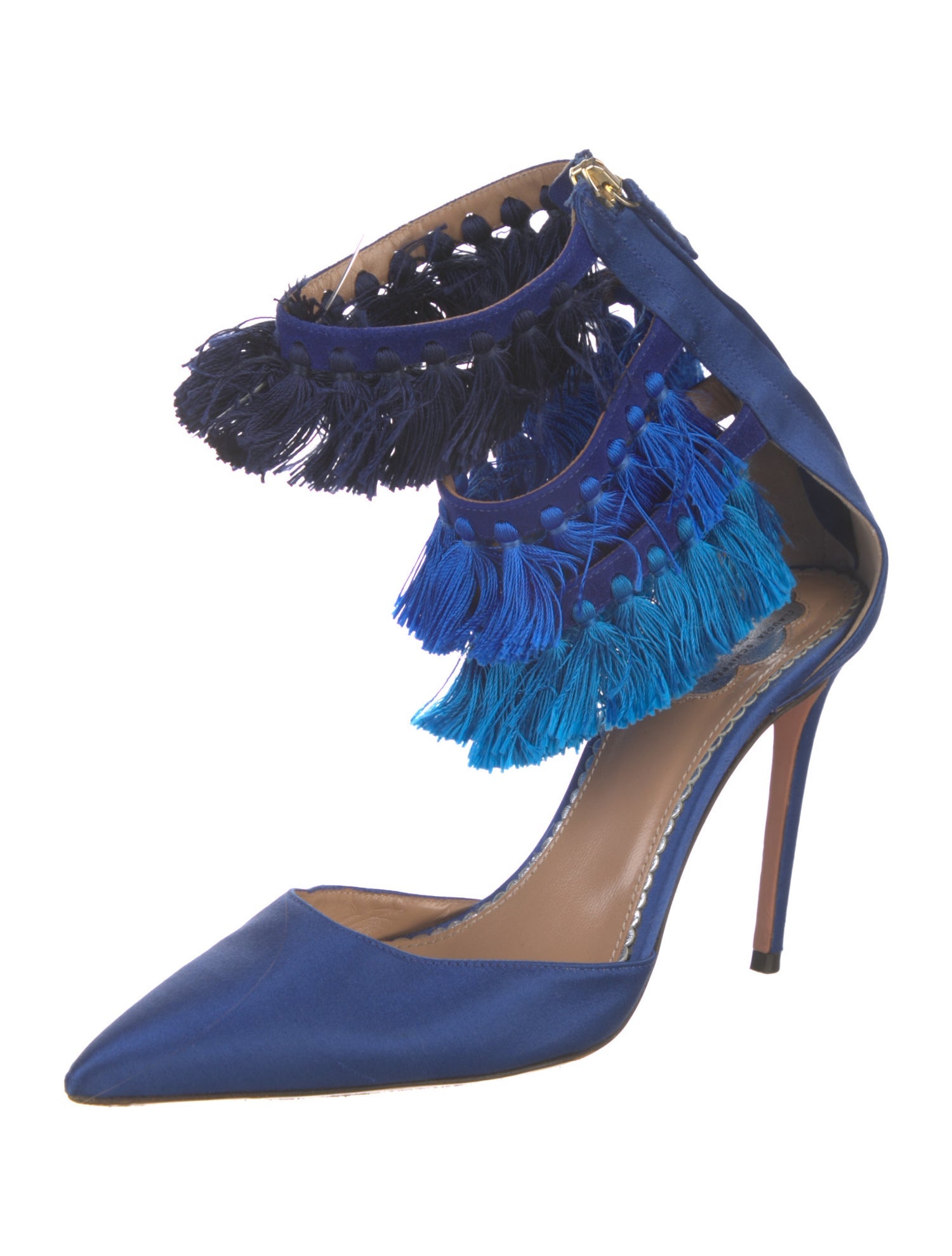 Aquazzura Satin Colorblock Pattern Mules