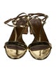 Aquazzura Patent Leather Crystal Embellishments T-Strap Sandals