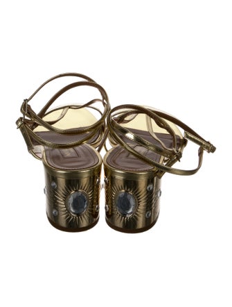 Aquazzura Patent Leather Crystal Embellishments T-Strap Sandals