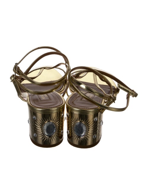 Aquazzura Patent Leather Crystal Embellishments T-Strap Sandals