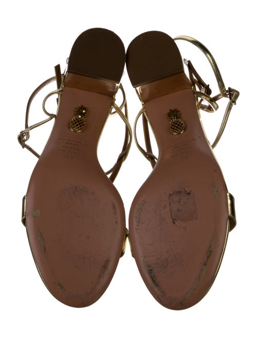 Aquazzura Patent Leather Crystal Embellishments T-Strap Sandals