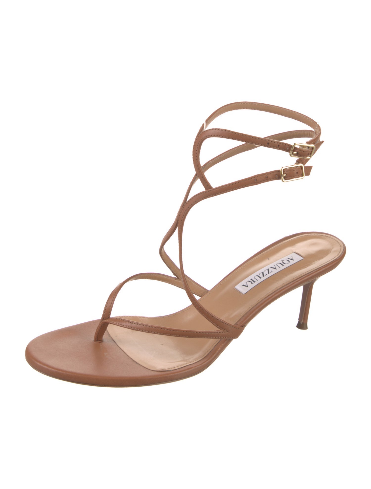 Aquazzura Leather Crystal Embellishments Gladiator Sandals