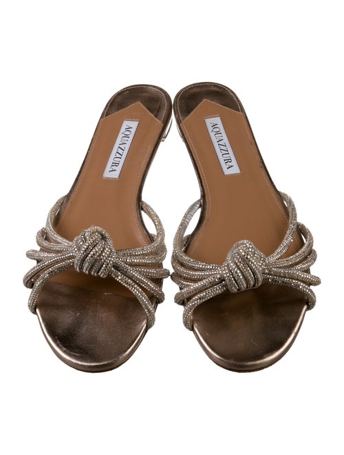 Aquazzura Leather Crystal Embellishments Slides