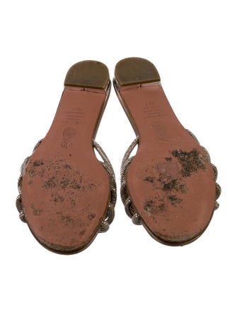Aquazzura Leather Crystal Embellishments Slides