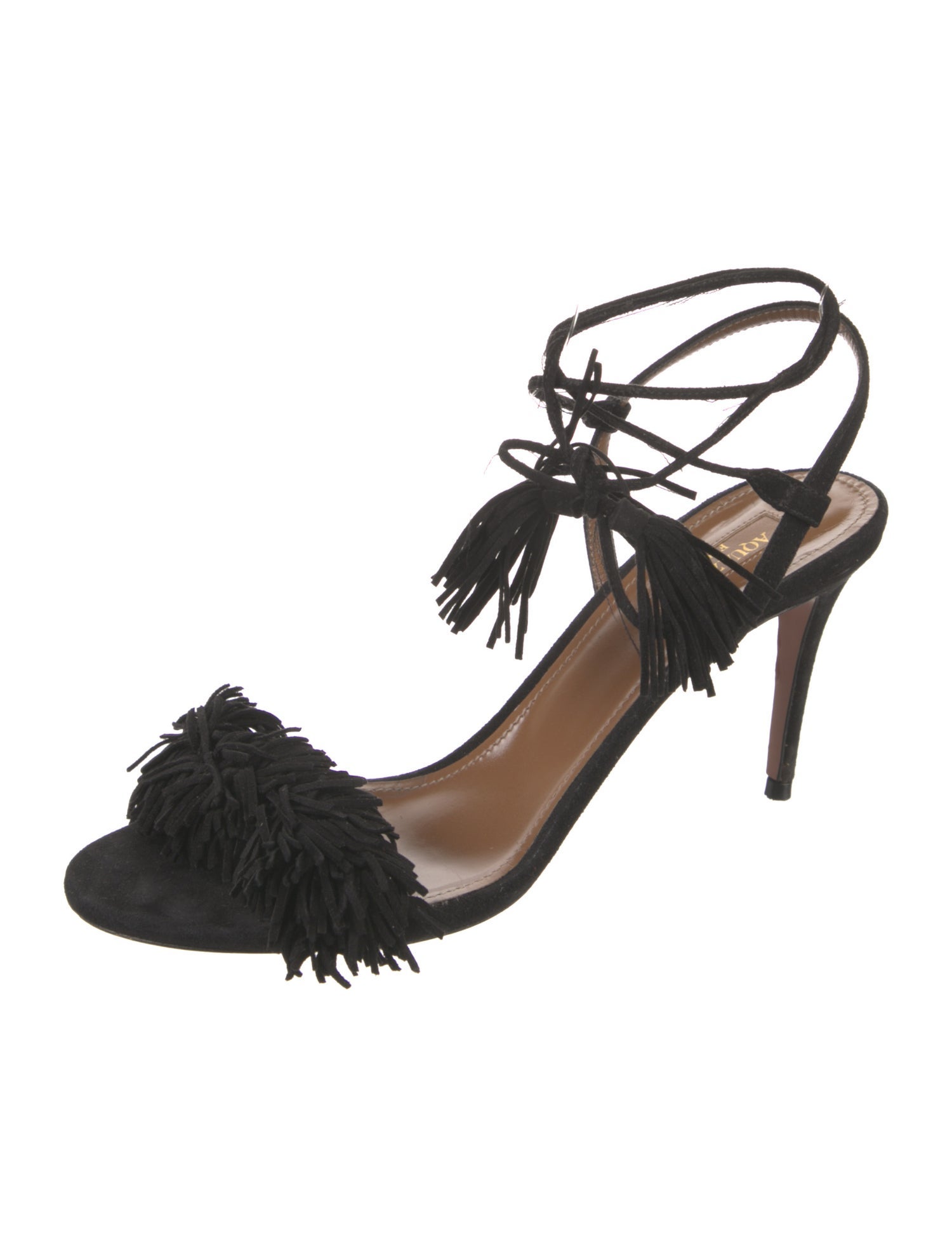 Aquazzura Suede Tassel Accents Sandals