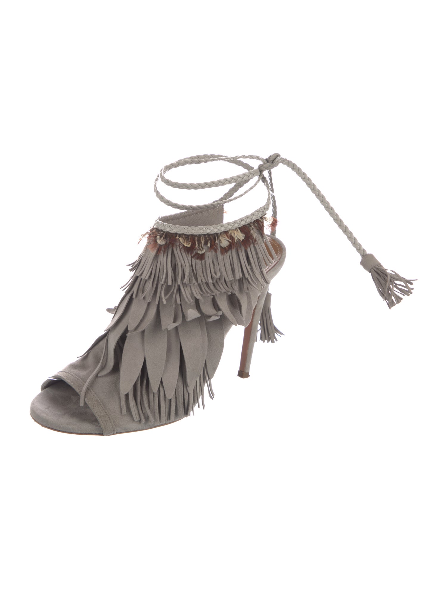 Aquazzura Suede Tassel Accents Gladiator Sandals