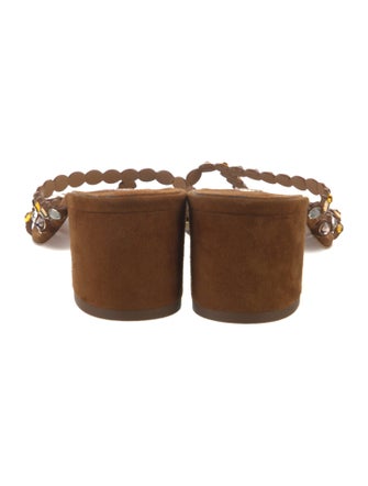 Aquazzura Suede Crystal Embellishments Slides