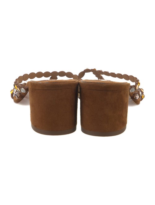 Aquazzura Suede Crystal Embellishments Slides