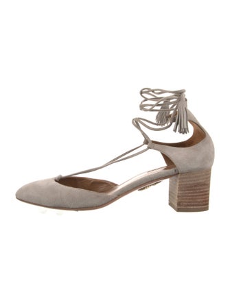 Aquazzura Suede Tassel Accents D'Orsay Pumps