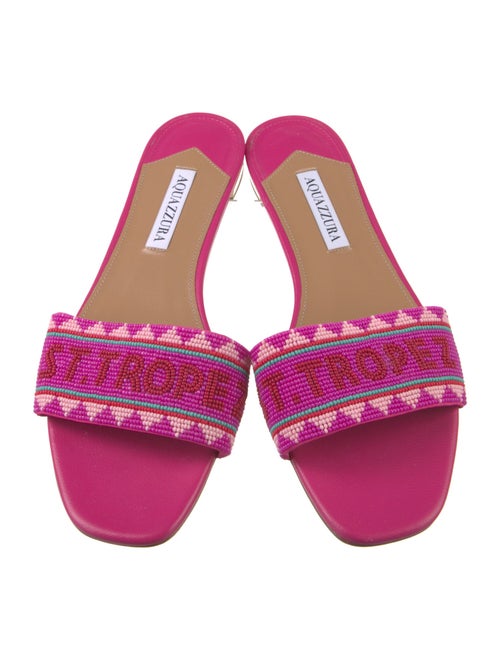 Aquazzura Leather Printed Slides