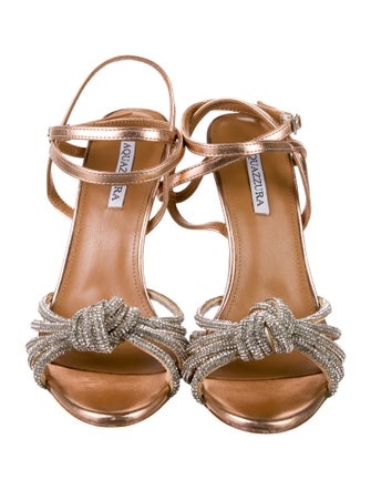Aquazzura Leather Crystal Embellishments Sandals