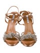 Aquazzura Leather Crystal Embellishments Sandals