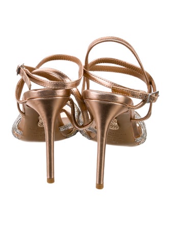 Aquazzura Leather Crystal Embellishments Sandals