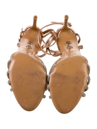 Aquazzura Leather Crystal Embellishments Sandals