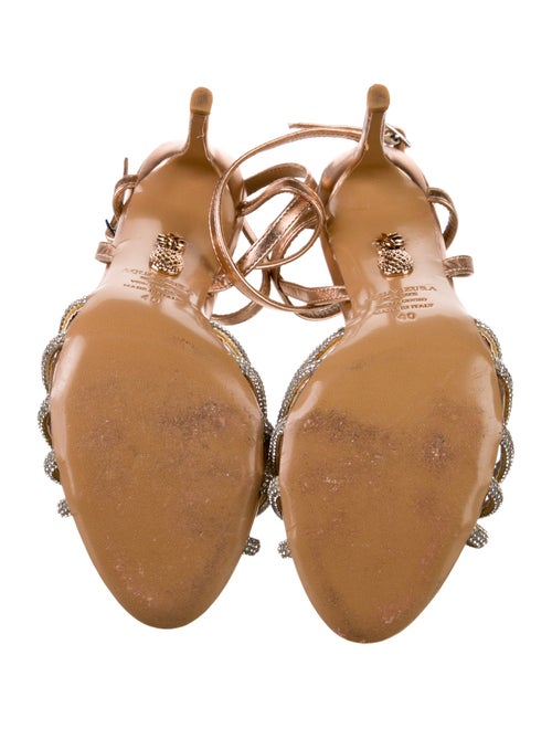 Aquazzura Leather Crystal Embellishments Sandals