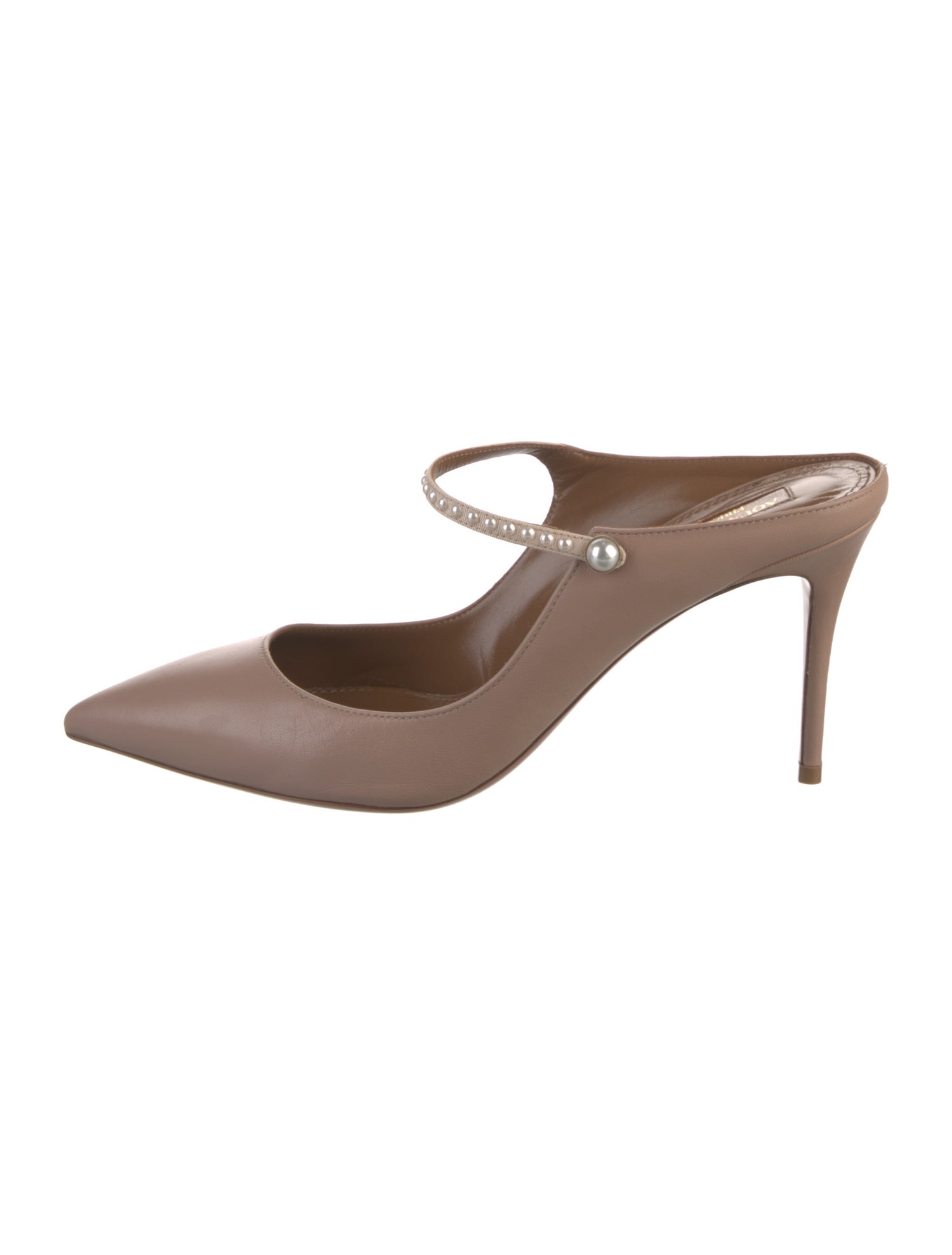 Aquazzura Leather Studded Accents Mules