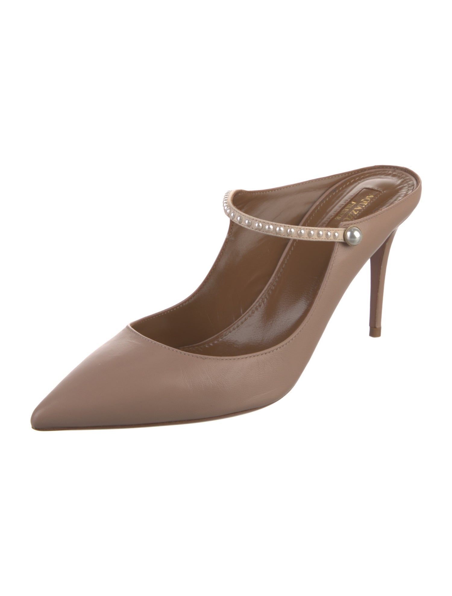 Aquazzura Leather Studded Accents Mules