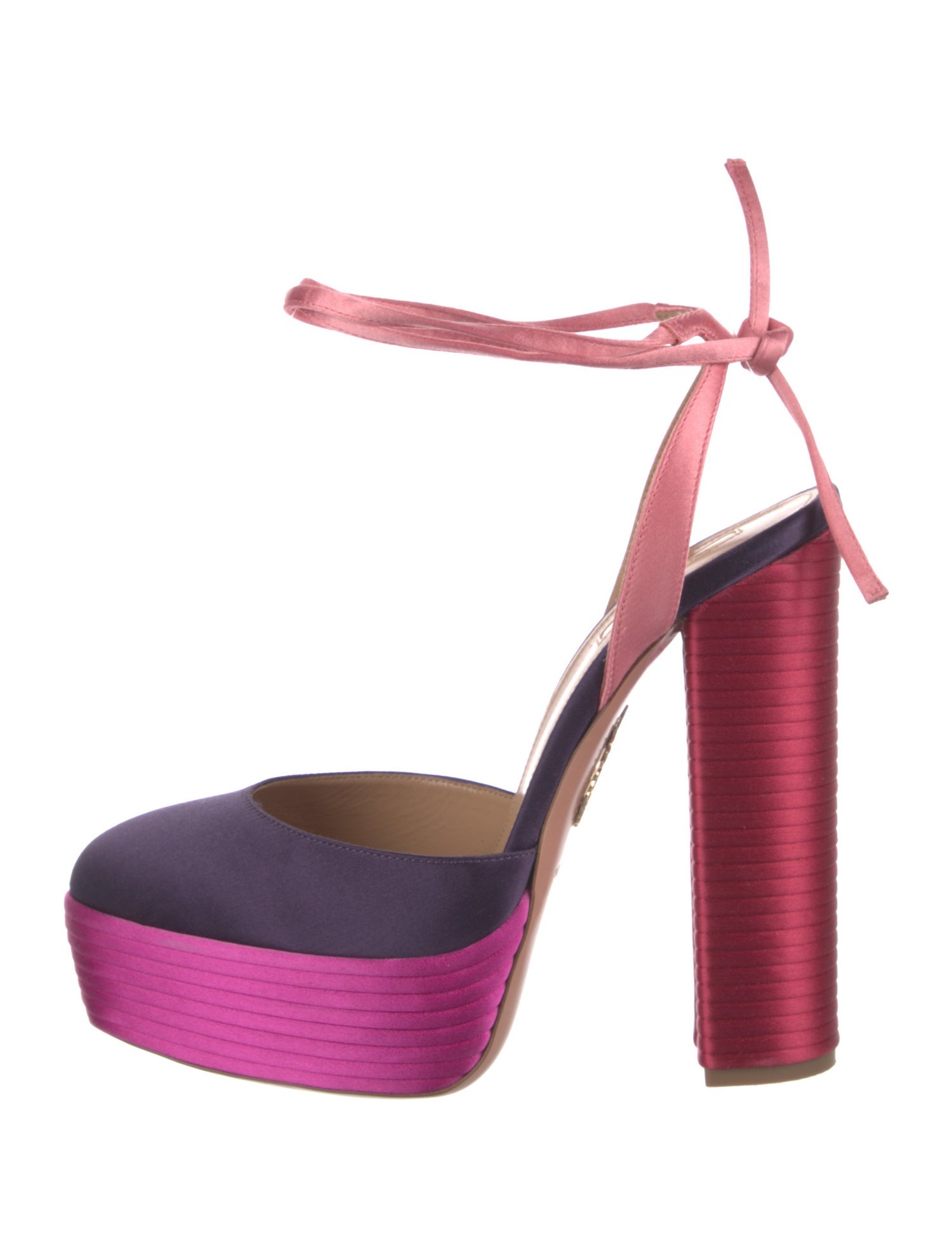 Aquazzura Satin Colorblock Pattern Sandals