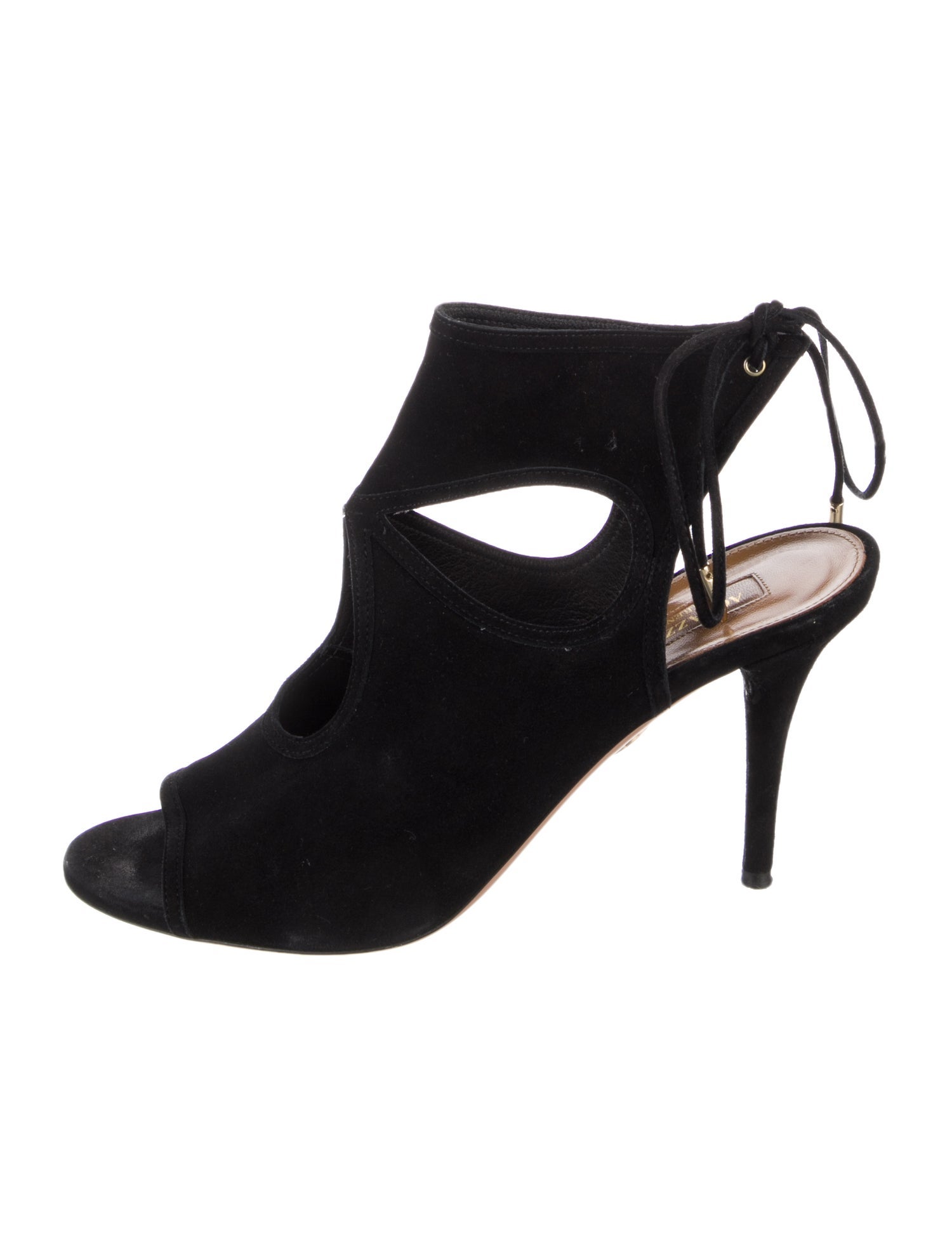 Aquazzura Suede Leather Trim Embellishment Slingback Pumps