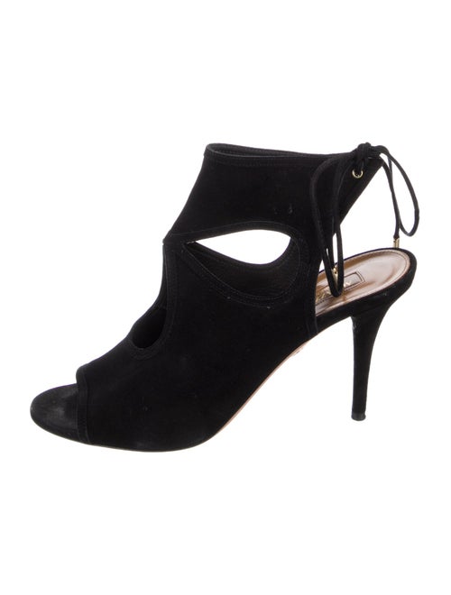 Aquazzura Suede Leather Trim Embellishment Slingback Pumps