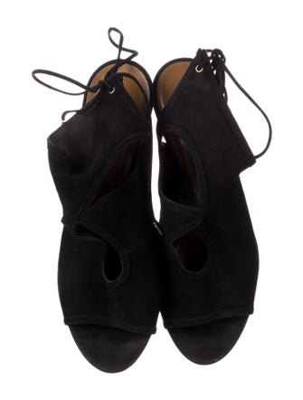 Aquazzura Suede Leather Trim Embellishment Slingback Pumps