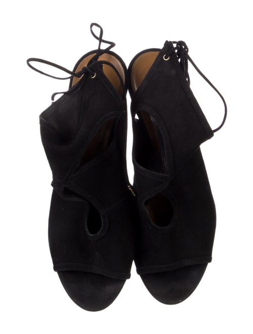 Aquazzura Suede Leather Trim Embellishment Slingback Pumps